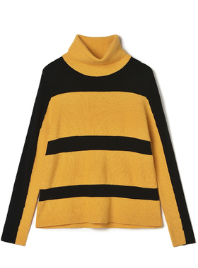 2025年冬Outlets正品 高端MO系列撞色拼接长袖上衣微弹打底毛衣女