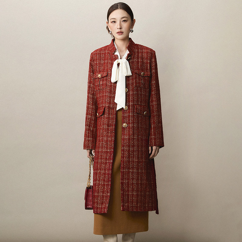 高级感加长款毛呢外套大衣