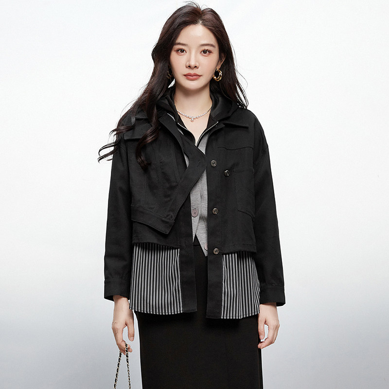 Outlets专柜撤柜正品 汉货精品HH秋装新款拼接设计上衣棉质外套女,女装/女士精品,短外套,淘宝优惠券,粉丝福利购,淘宝优惠卷