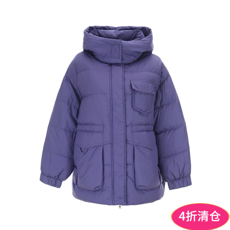 2025年冬Outlets正品 高端YR系列中长款连帽外套保暖鸭绒羽绒服女