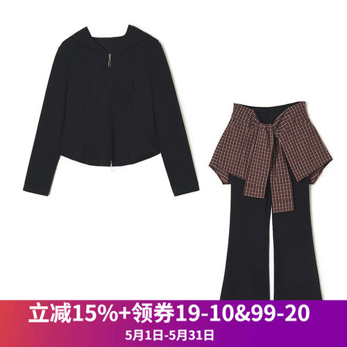 上衣+屁帘微喇裤两件套装