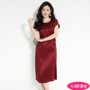 含醋酸中长裙蝙蝠袖 2025新款 连衣裙 LH夏装 奥莱专柜品牌撤柜正品