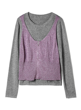 奥莱专柜正品 GMS冬装2025新款 假两件时髦感外穿长袖上衣毛衣女