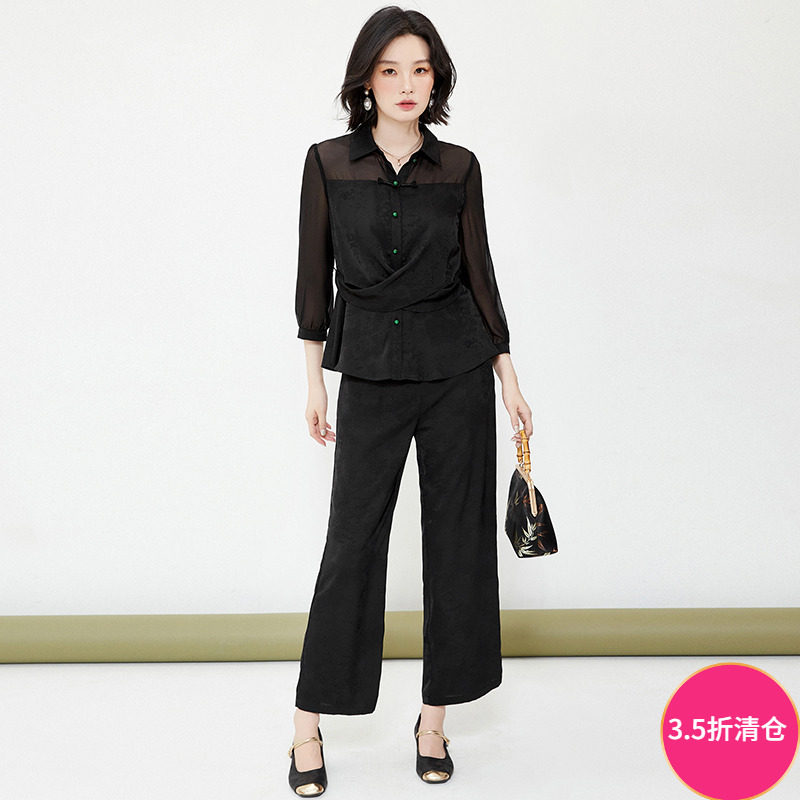 2025年秋Outlets正品 高端ZU系列 九分袖休闲外套+长裤两件套装女