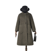 2025年冬Outlets正品 高端HZ系列宽松含羊毛双面尼毛呢外套大衣女