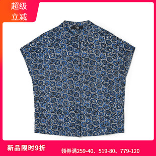 女 Outlets专柜撤柜正品 ZJ夏装 新款 素雅印花单排扣上衣Polo领衬衫