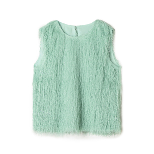 简洁毛绒感上衣一粒扣背心女 2025新款 Outlets专柜撤柜正品 NY秋装