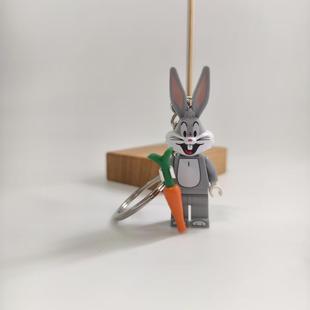 国产积木李松河同款兔八哥钥匙扣挂件创意积木拼插人仔songha同款