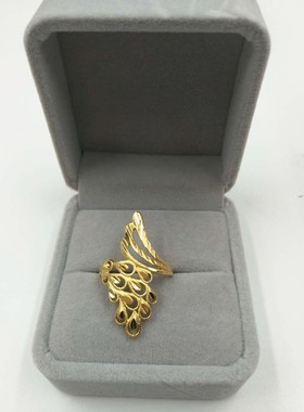 沙金戒指女士开口孔雀凤凰指环