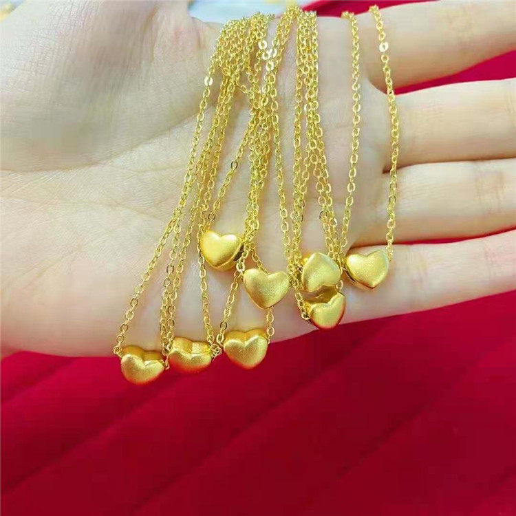 越南沙金项链女镀金久不掉色桃心形吊坠殴币仿黄金饰品情人节礼物