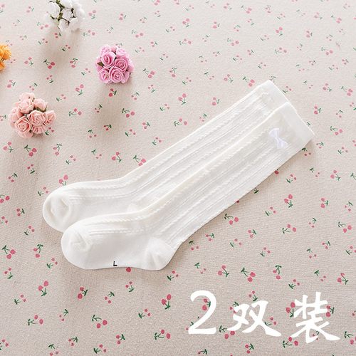 春夏薄款中小童白色过膝半筒袜子