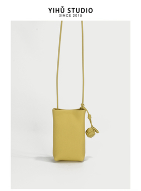 头层牛皮斜挎包女士真皮手机包2025法式小众高级感竖款迷你小包包