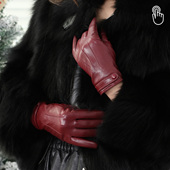 保暖加厚薄开车骑车真皮女式 ins韩版 山羊皮手套女士触控屏秋冬季