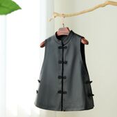 2025秋新款 坎肩马夹 绵羊皮显瘦背心修身 新中式 国风真皮衣马甲女装