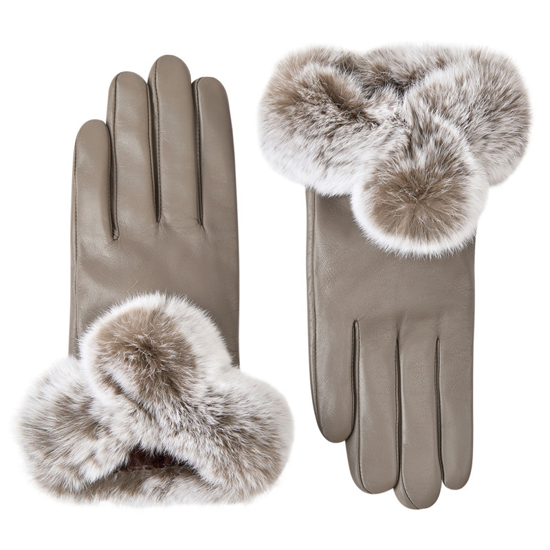 新年圣诞节送礼物轻奢獭兔毛皮草真皮手套女士秋冬季保暖开车触屏