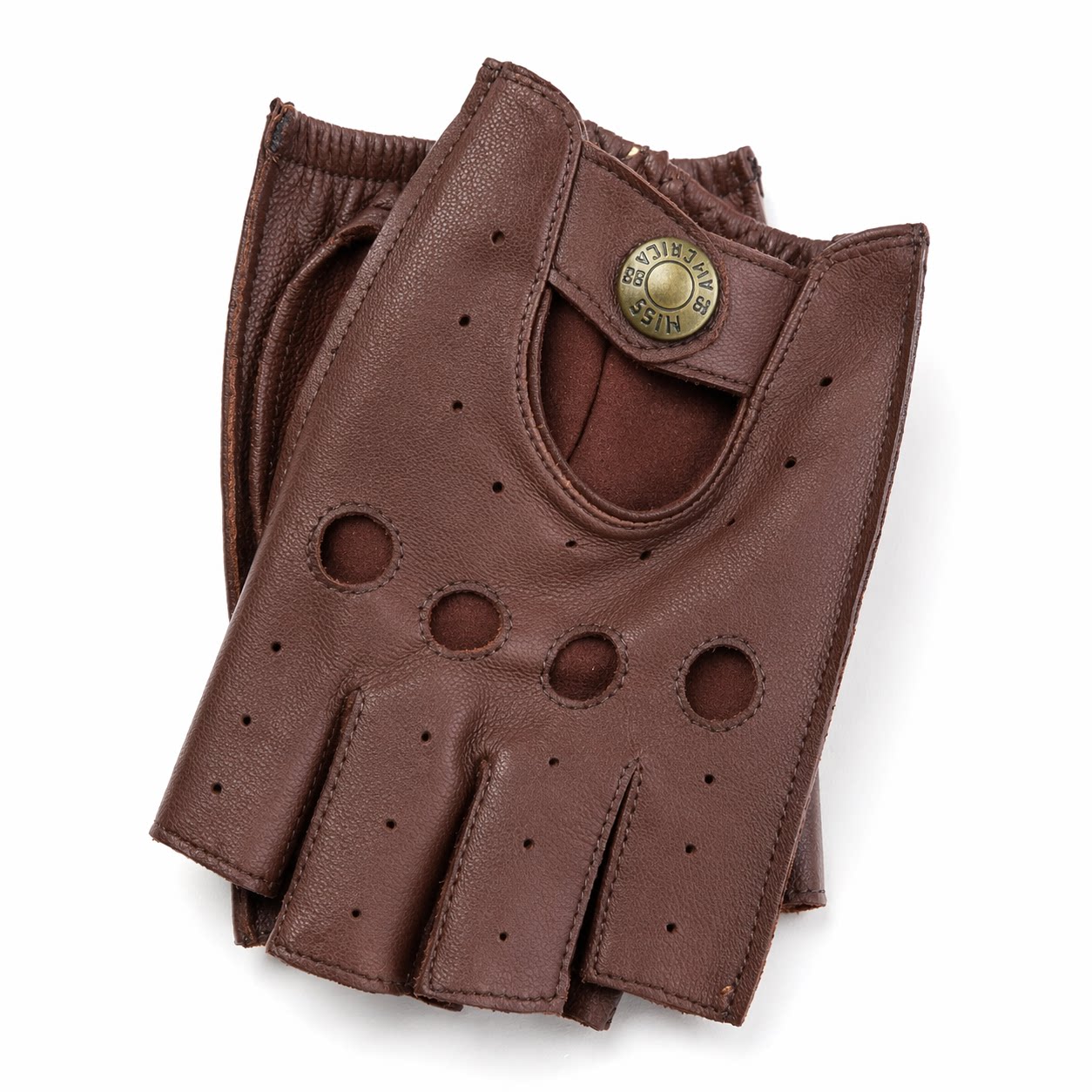 真皮羊皮半指手套男女 复古机车骑行手套春夏透气开车防滑英伦风