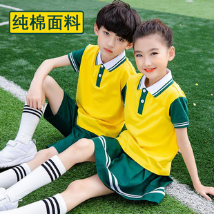 纯棉运动英伦风套装 新款 小学生校服班服夏季 幼儿园园服夏装 短袖