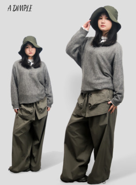 A DIMPLE秋季新款山系户外慵懒风宽松工装屁帘裤休闲假两件阔腿裤