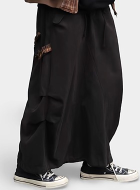 A DIMPLE秋季新款原创花边复古风中性工装直筒裙纯棉格纹半身裙