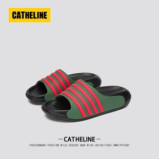 拖鞋 美國輕奢 CATheline潮牌男士 軟底沙灘涉水小眾涼拖 外穿夏季