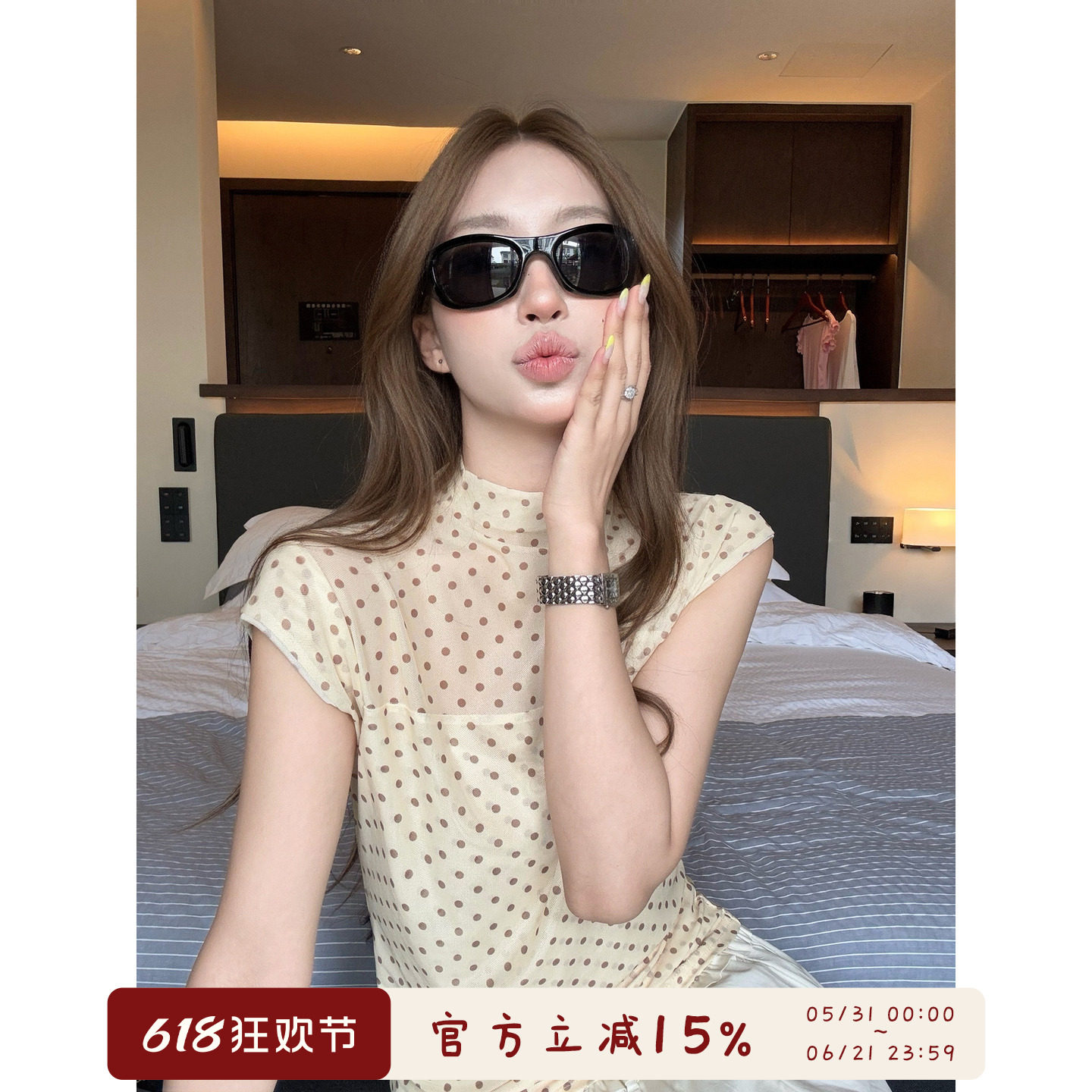 oooodd 法式姐感温柔半高领复古小波点短袖T恤女2026新款百搭上衣