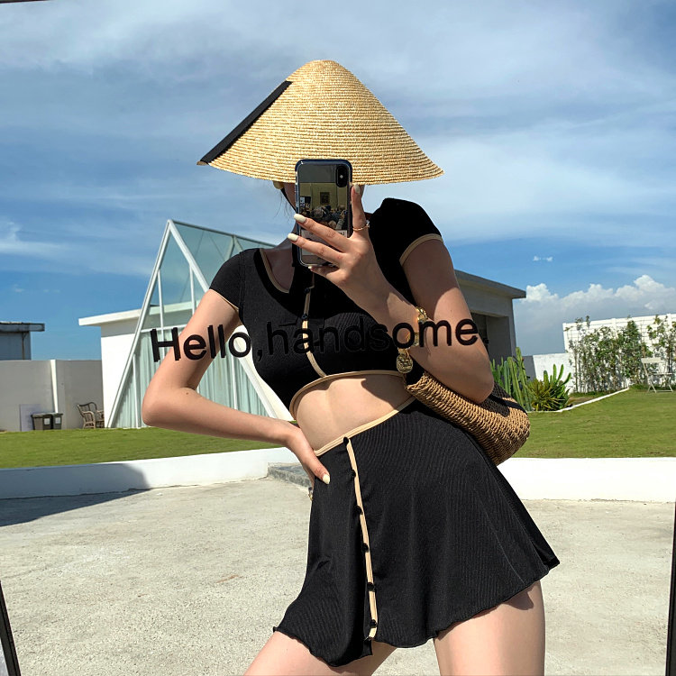 韩国小众设计斗笠帽子 时尚博主沙滩遮阳凹造型度假风百搭草帽女