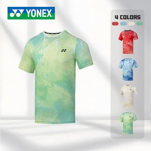 2768 运动速干T恤2725 YONEX 尤尼克斯羽毛球服泼墨渐变纹理文化衫