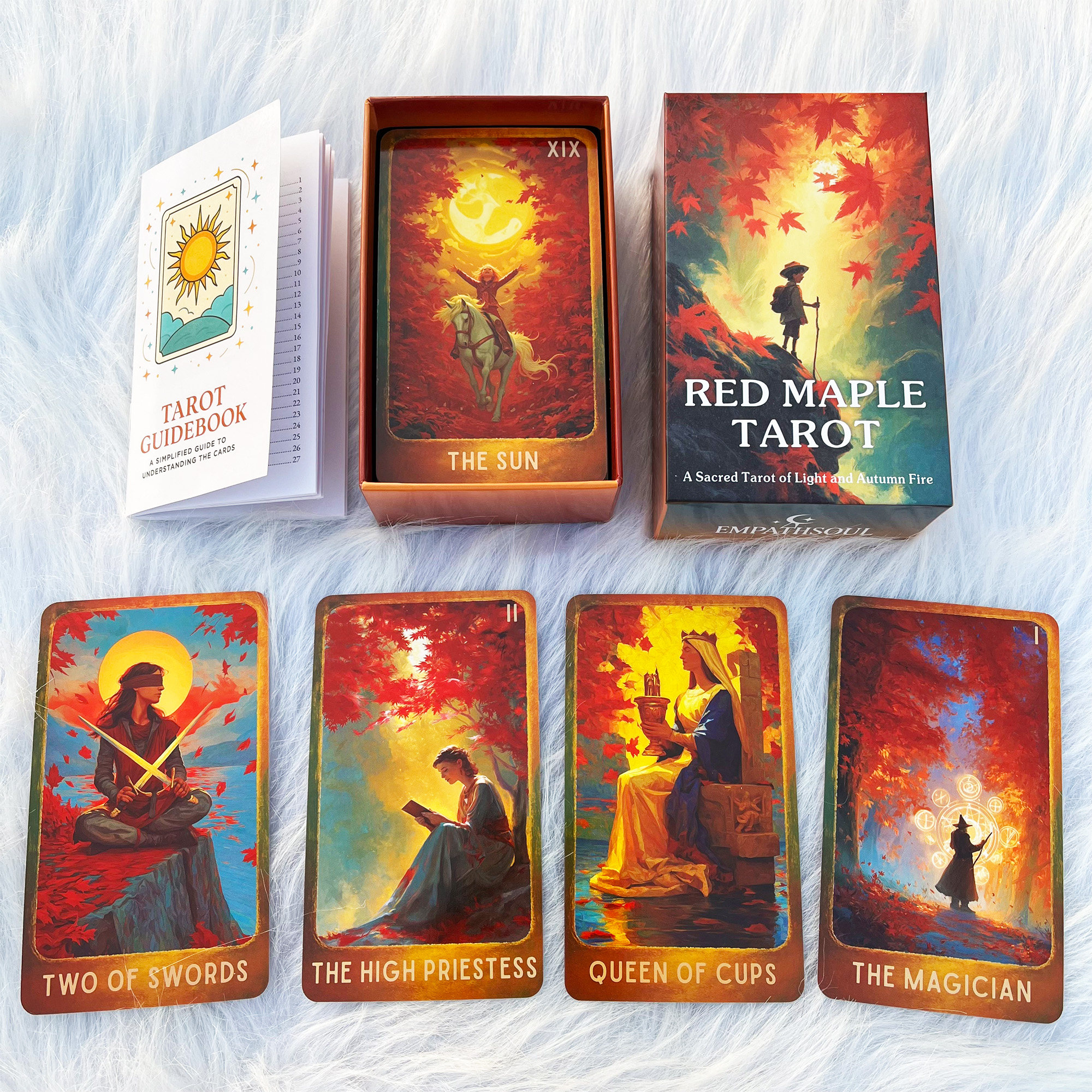 12×7cm Red Maple Tarot 枫叶塔罗牌天地盖英文卡牌塔牌卡牌