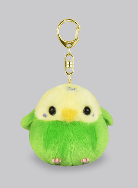 日本新版Amuse 绿色虎皮鹦鹉小号毛绒动物挂件可爱 迷你挂件礼物