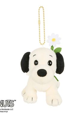 日本正版 sekiguchi 纪念款 可爱带花史努比毛绒玩具挂件公仔礼物
