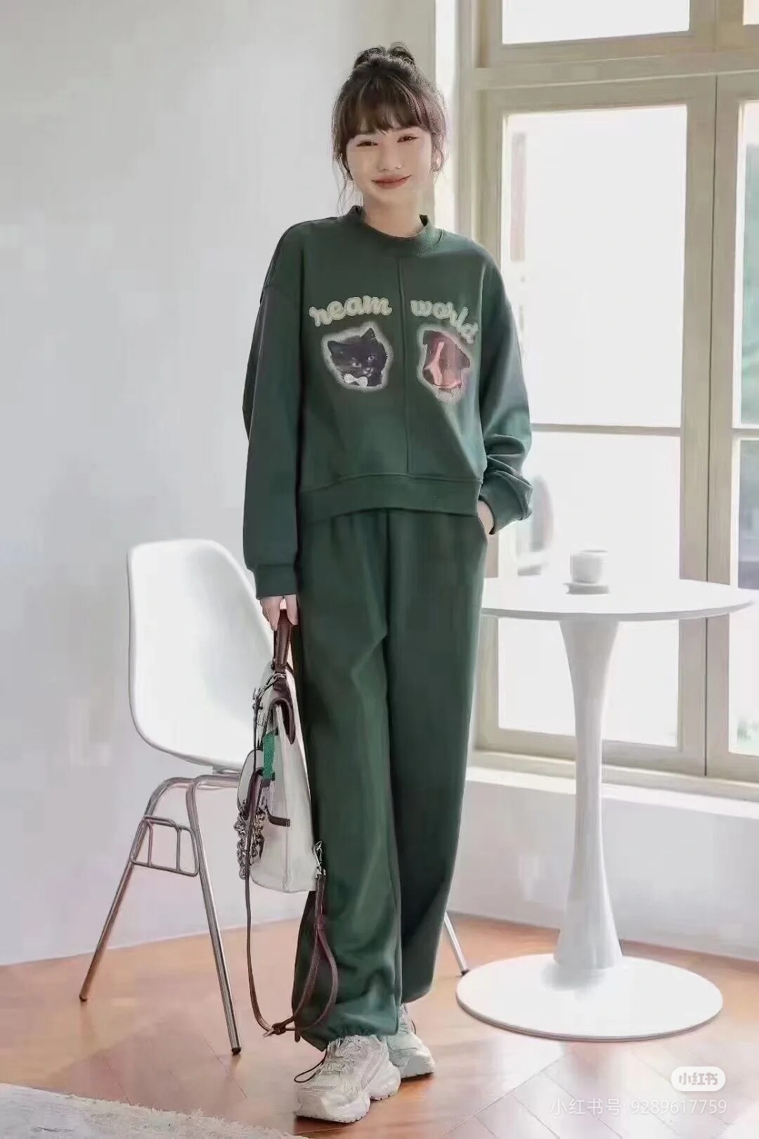 柚丁卫衣加绒加厚套装，裤子有抽绳