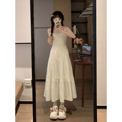 法式吊带连衣裙女夏季小个子长裙