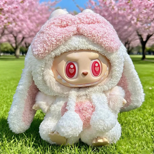 labubu坐坐派对天使娃衣套装拉布布马卡龙2代坐姿搪胶公仔换衣服