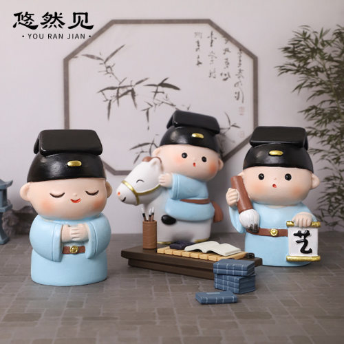 君子六艺市集文创潮玩展中式桌面装饰品创意礼物儿童树脂国学摆件