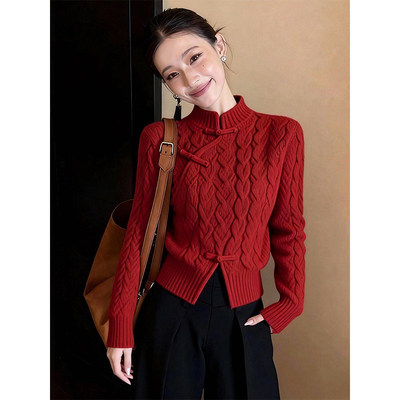 新中式氛围感穿搭立领红