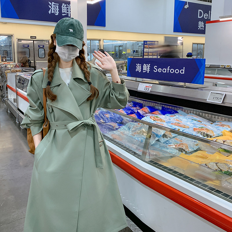 春装现货经典款韩版中长款休闲风衣外套女202-2518-P160-控258，女装风衣，浙宝202