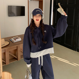 现货秋装花边拼接绣花卫衣+裤子两件套装202-2513-P155-K228，女装运动套装，浙宝202