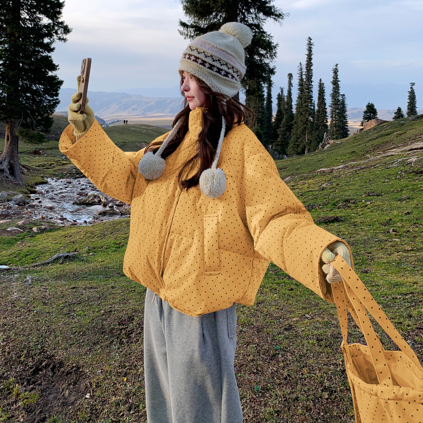 冬装新款韩版休闲点点带拎包羽绒服女202-5632-P315-K475-50绒，女装羽绒服，浙宝202