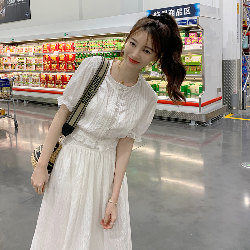 2025夏季新款高级感小衫连衣裙套装女减龄显瘦上衣半身裙子两件套，女装连衣裙，浙宝202