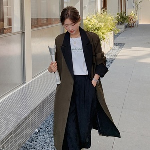 中长款小众拼色风衣外套女春季2025年新款气质韩版宽松时尚大衣潮图片