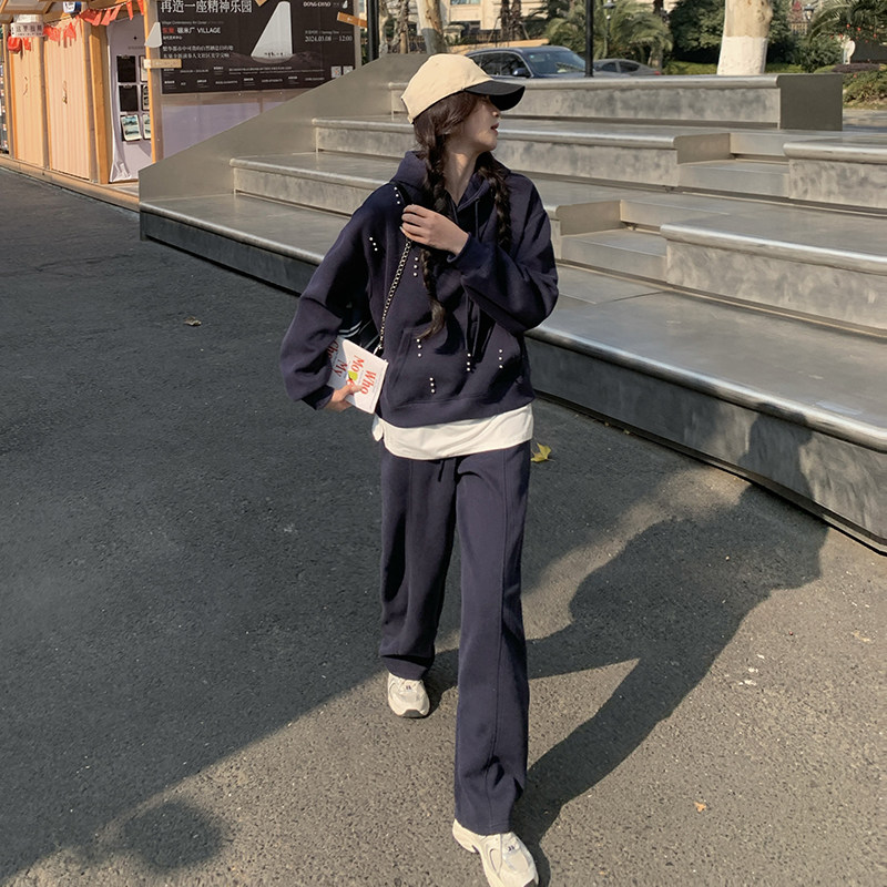 秋装现货重工钉珠连帽卫衣+裤子两件套套装202-2506-P185K248,女装运动套装,浙宝202