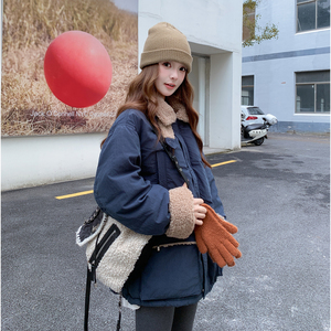 现货 冬装新款复古做旧羊羔毛拼接羽绒服 202-5617-P355K498-90绒图片