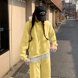 春装现货重工蕾丝花边连帽卫衣裤子两件套202-2510-P185K298，女装运动套装，浙宝202