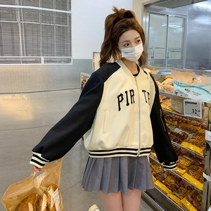 春装现货 韩版绣字棒球服学生夹克外套女 202-686-P145控238，女装短外套，浙宝202