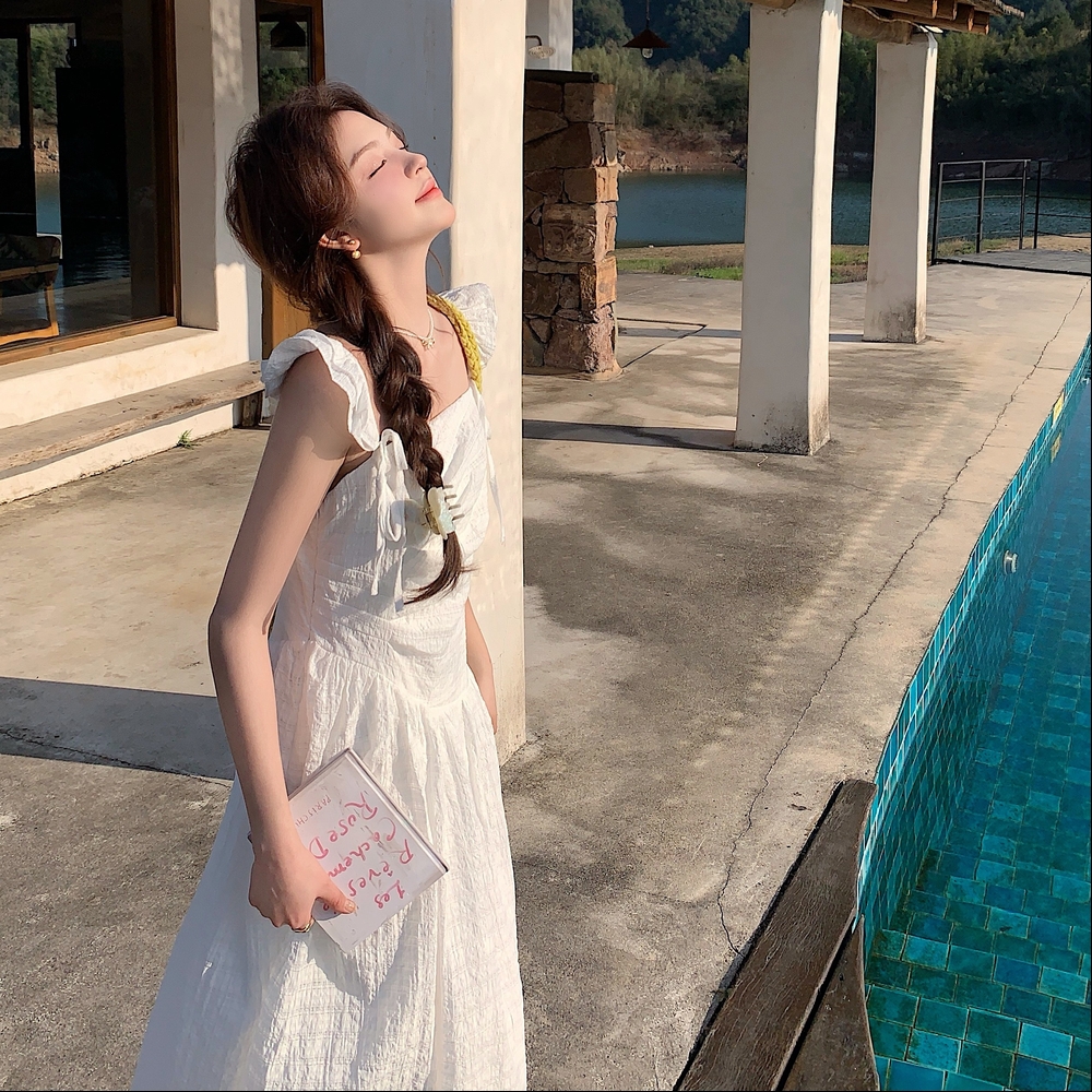 法式气质小飞袖白色吊带连衣裙子女装春夏2025新款小个子度假长裙，商品下架区商品下架区，浙宝202