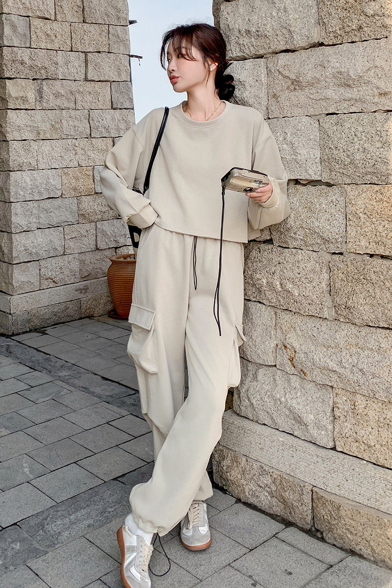 货足秋装休闲运动卫衣+工装裤两件套装202A-2402-P165K218,女装套装/套裙,浙宝202