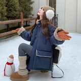 冬装现货复古做旧羊羔毛拼接羽绒服90绒202-5617-P355-K498，女装羽绒服，浙宝202