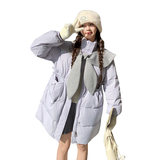 韩系减龄娃娃领披肩羽绒服女2025年冬季新款显瘦中长款白鸭绒外套，女装羽绒服，浙宝202