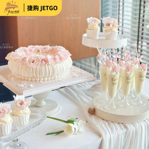 粉色婚礼甜品台装饰摆件生日纸杯蛋糕插件布丁纸封口纸推推乐贴纸