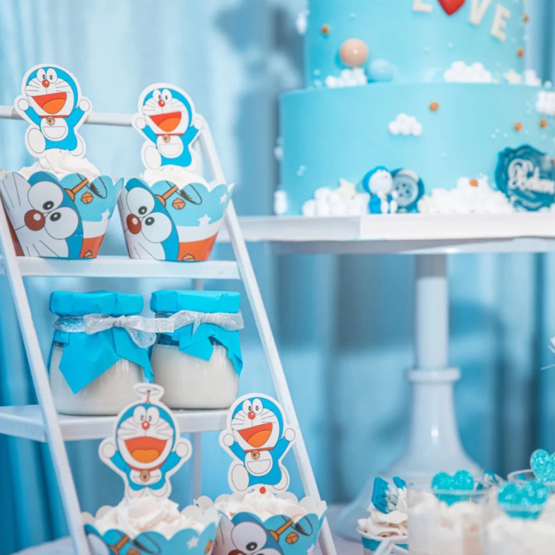 哆啦a梦甜品台蛋糕装饰摆件